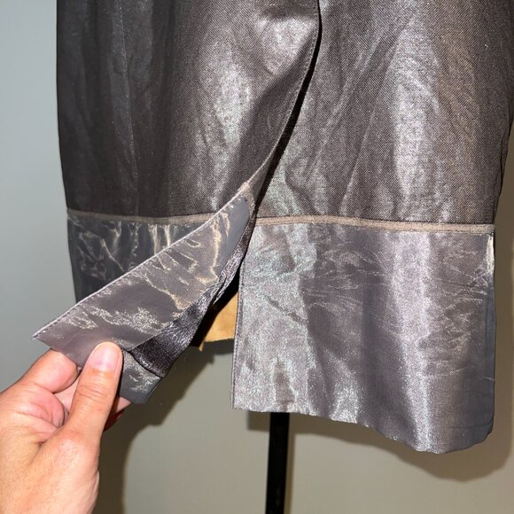 Elie Tahari Amy Metallic Coat - Linen and Cotton Snap Front in Size 10 - Picture 12 of 15